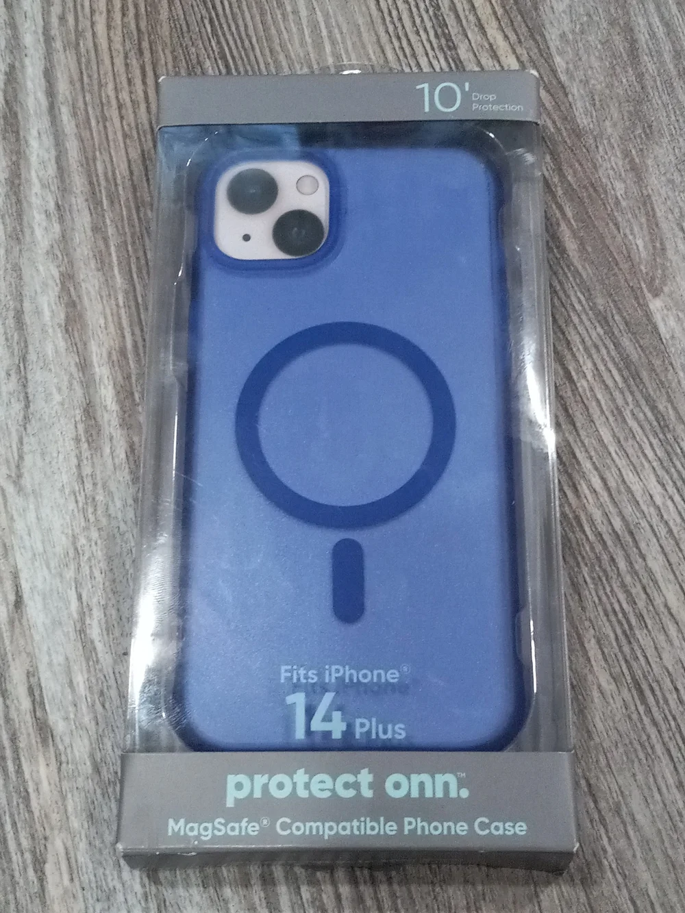 Protect Onn Blue MagSafe-Compatible for iPhone 14 Plus Case with Dark Blue Ring